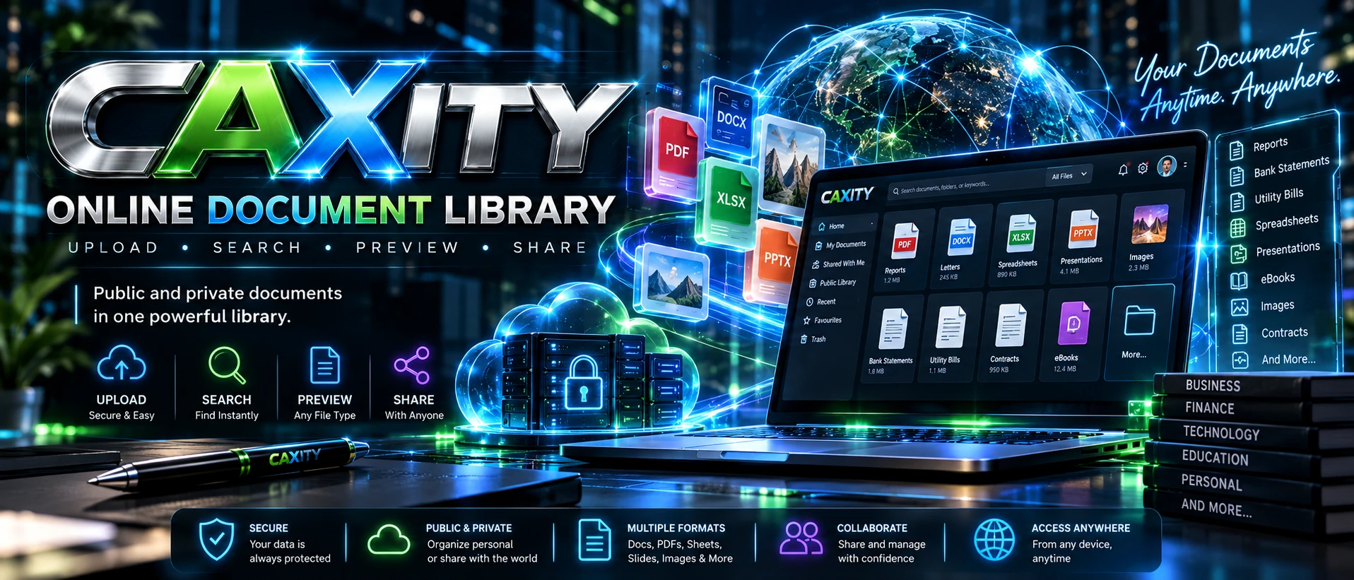 Caxity — online document library. Upload, search, preview and share.