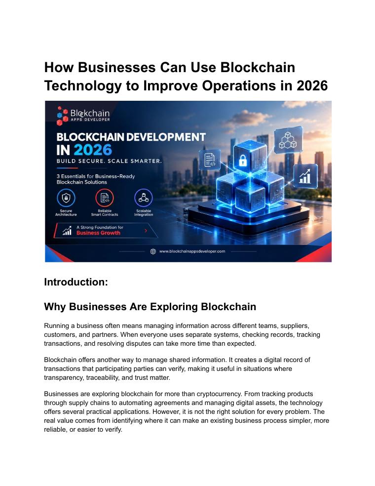 How Businesses Can Use Blockchain Technology to Improve Operations in 2026 document preview