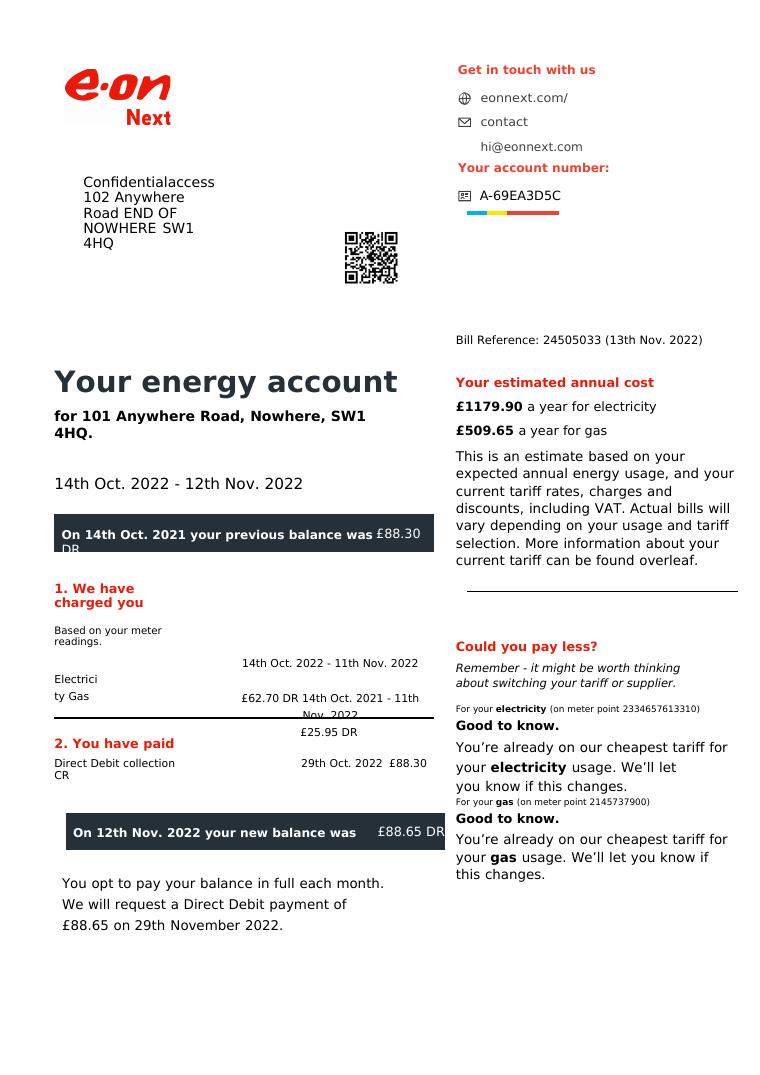 EON Electric Bill 2023 preview