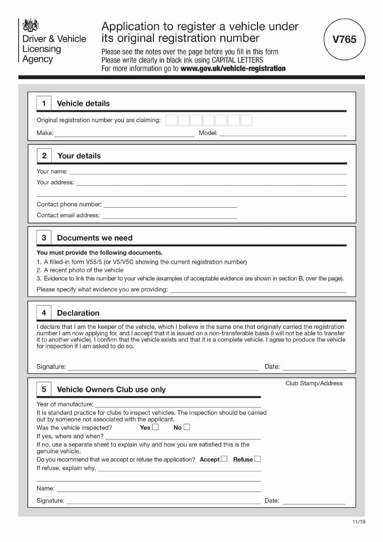 V765 — Original vehicle registration document preview