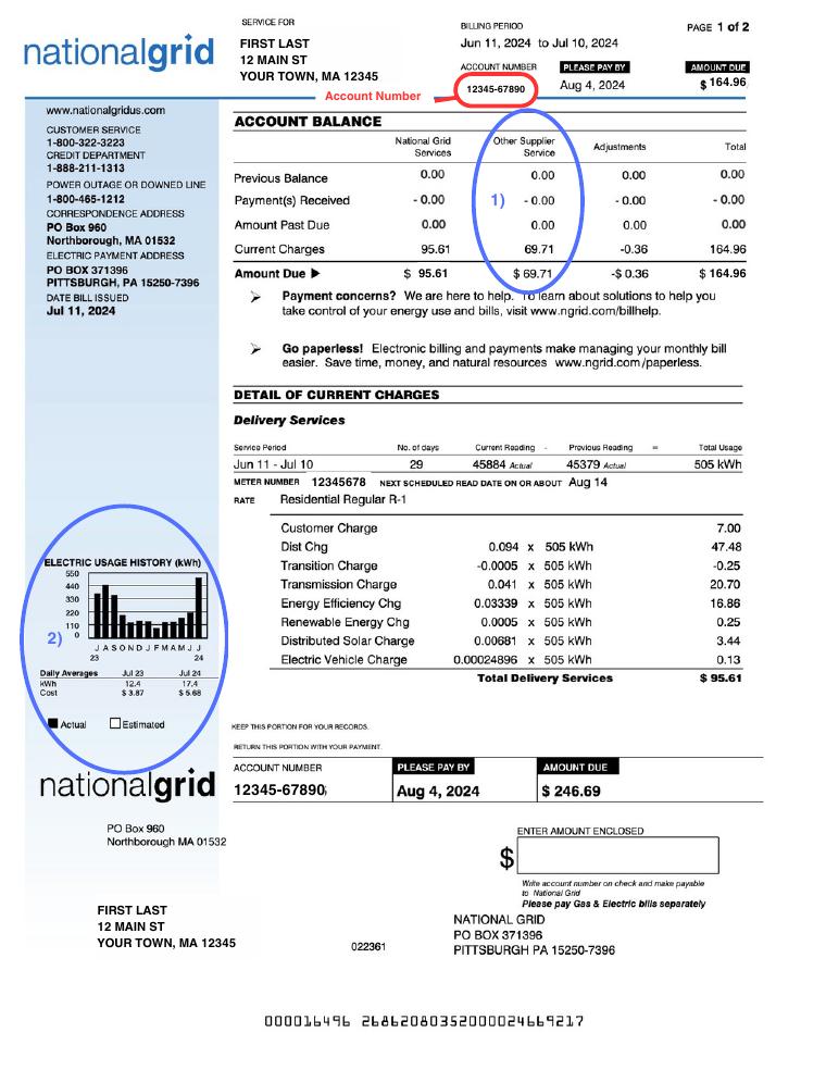 Andover National Grid Sample Bill document preview