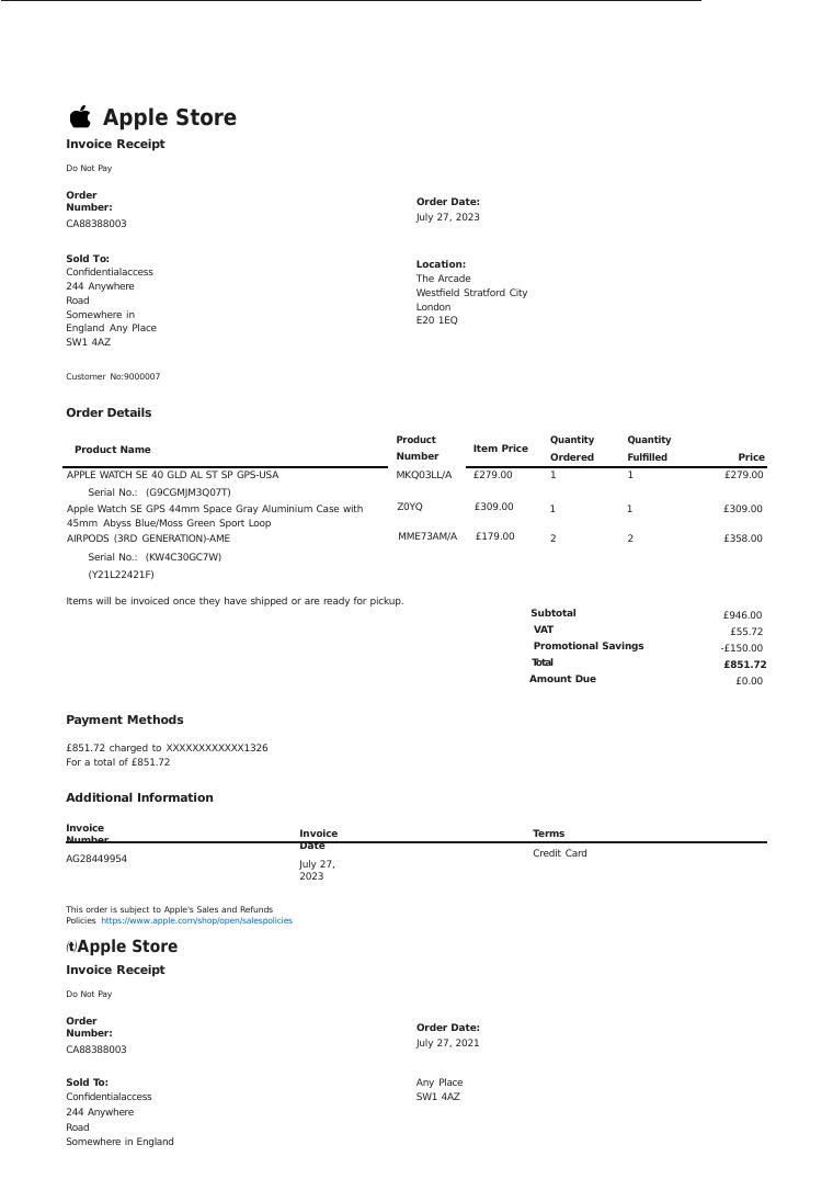 Apple Invoice 2023 document preview