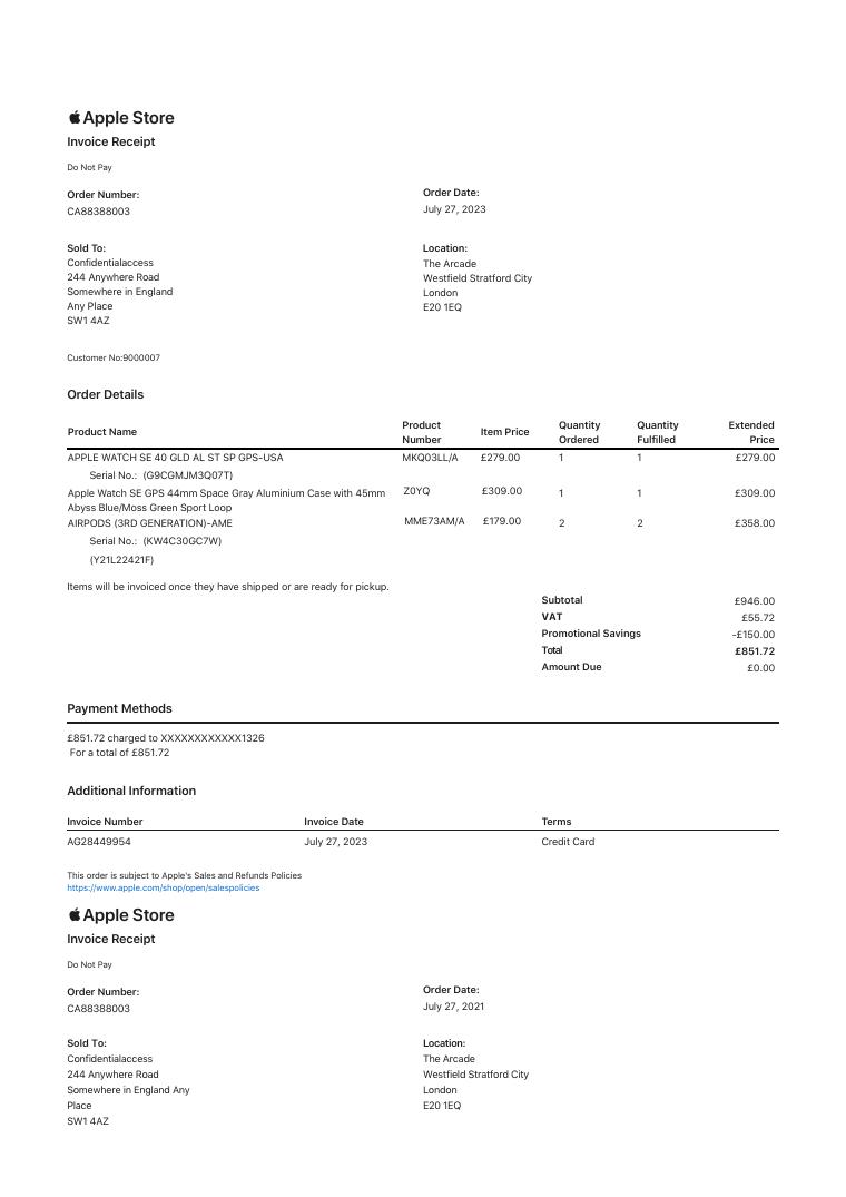 Apple Invoice 2023 document preview