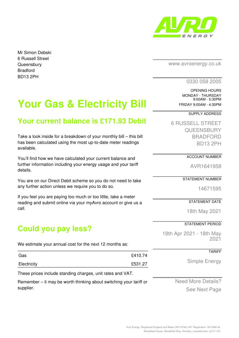Avro Energy document preview