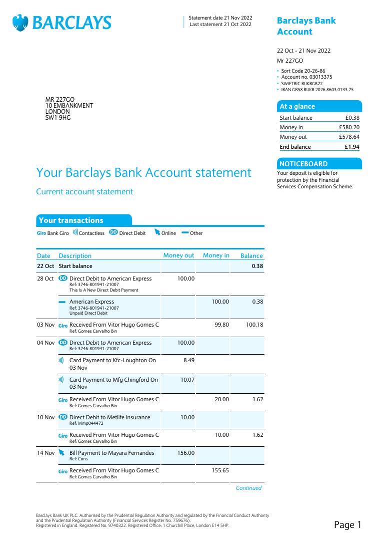 Barclays Current Account 2022 document preview