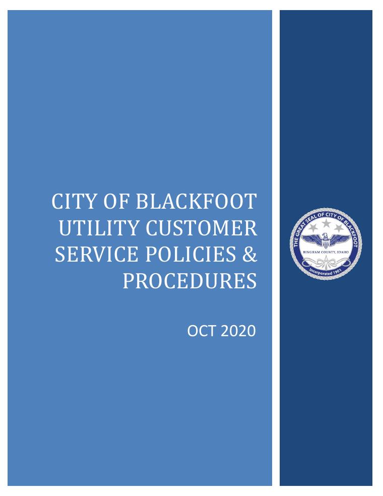 Blackfoot Utility Customer Service Policies and Sample Bill document preview