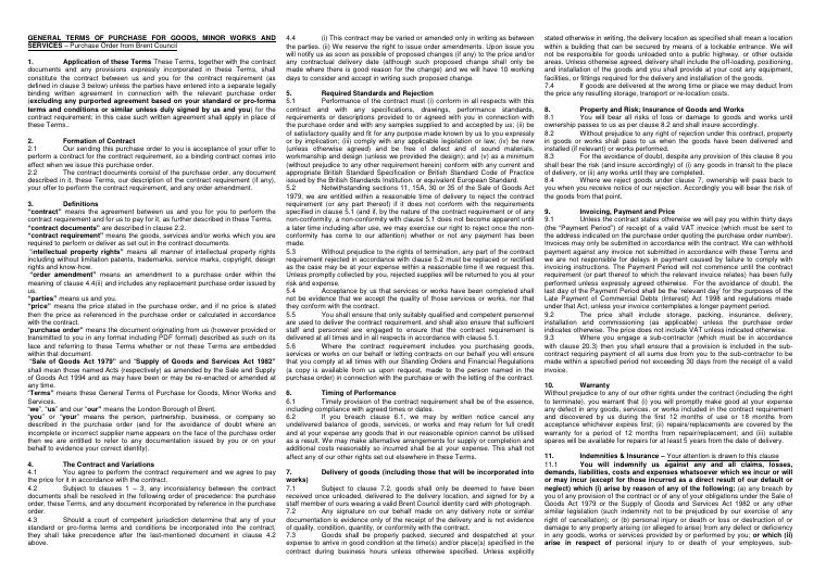 Brent Council Purchase Order Terms document preview