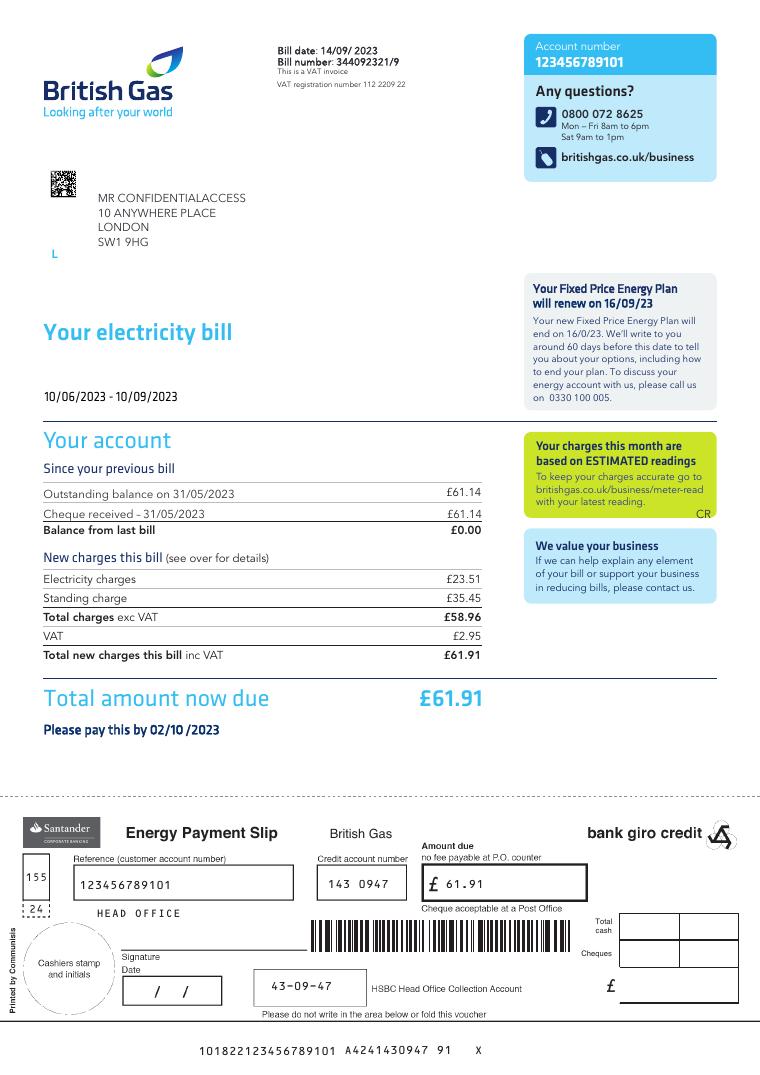 British Gas Template 2023 document preview