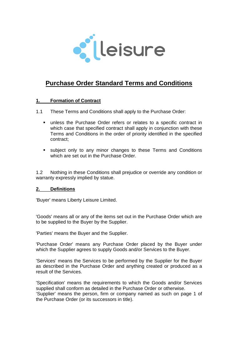 Broxtowe Borough Council Purchase Order Terms and Conditions document preview