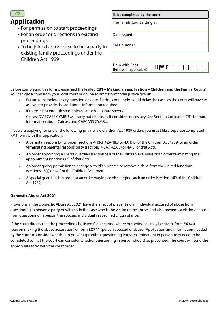 C2 Application Form document preview