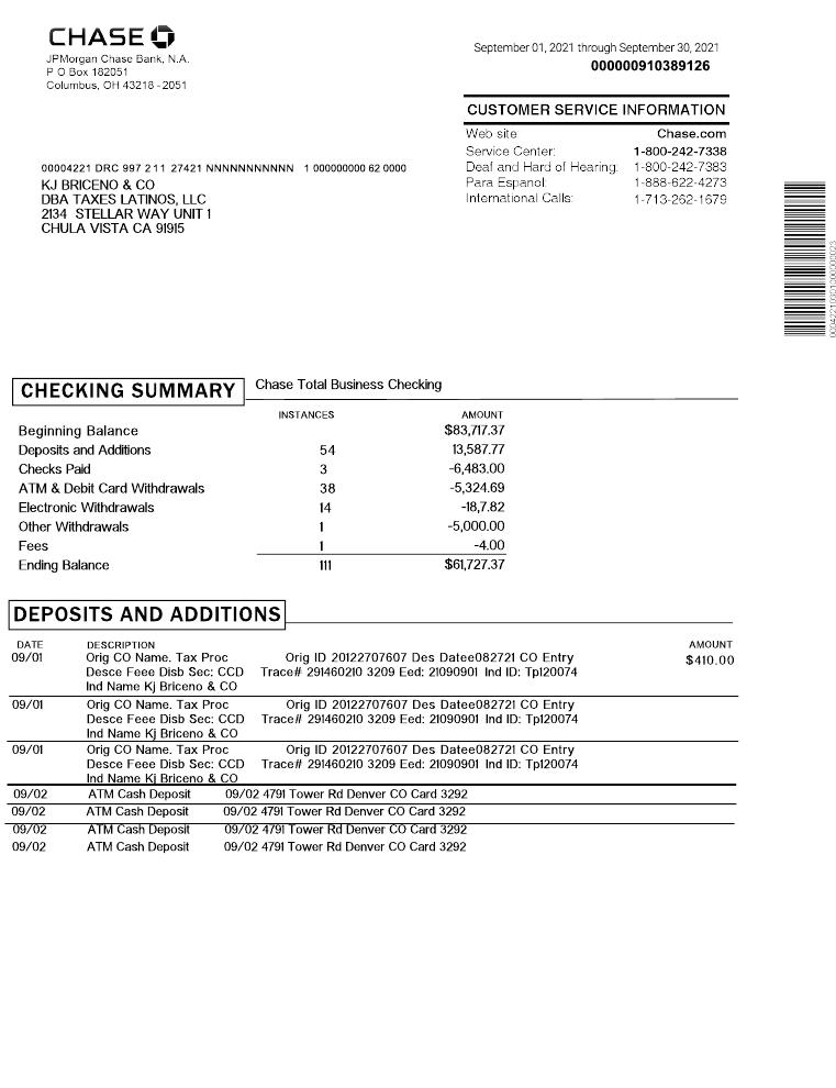 Chase Bank Template Us 2023 1 document preview