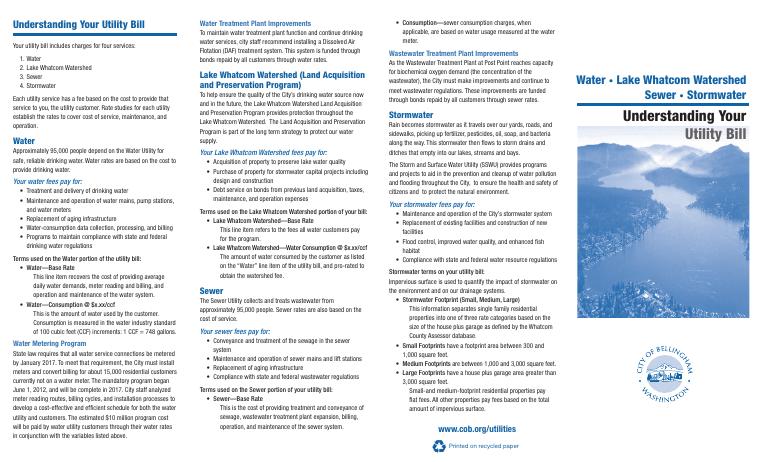 City of Bellingham Understanding Your Utility Bill document preview