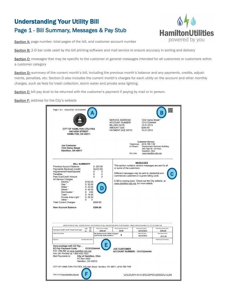 City of Hamilton Understanding Your Utility Bill document preview