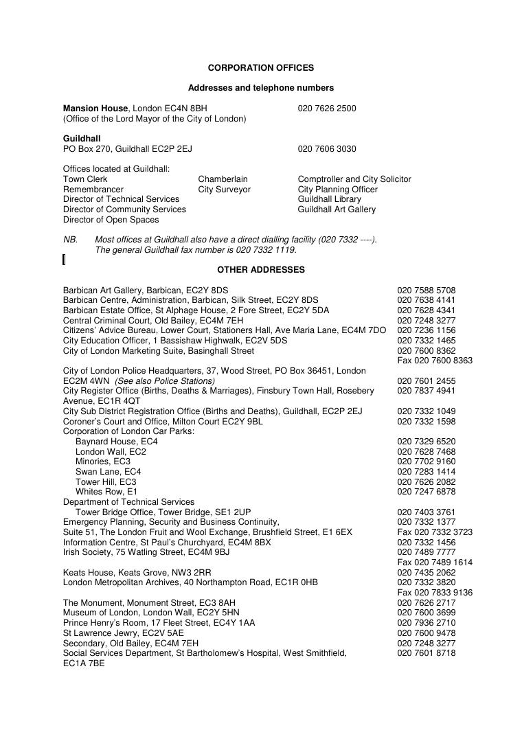 City Of London Council Corporation Offices document preview