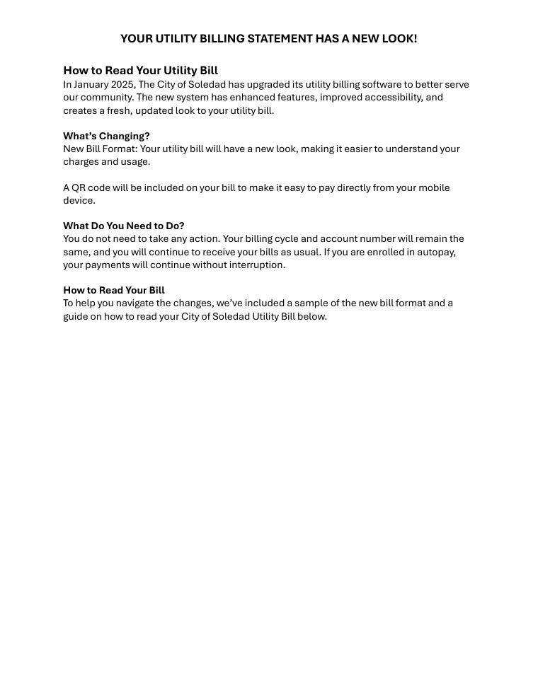 City of Soledad How to Read Your Utility Bill document preview