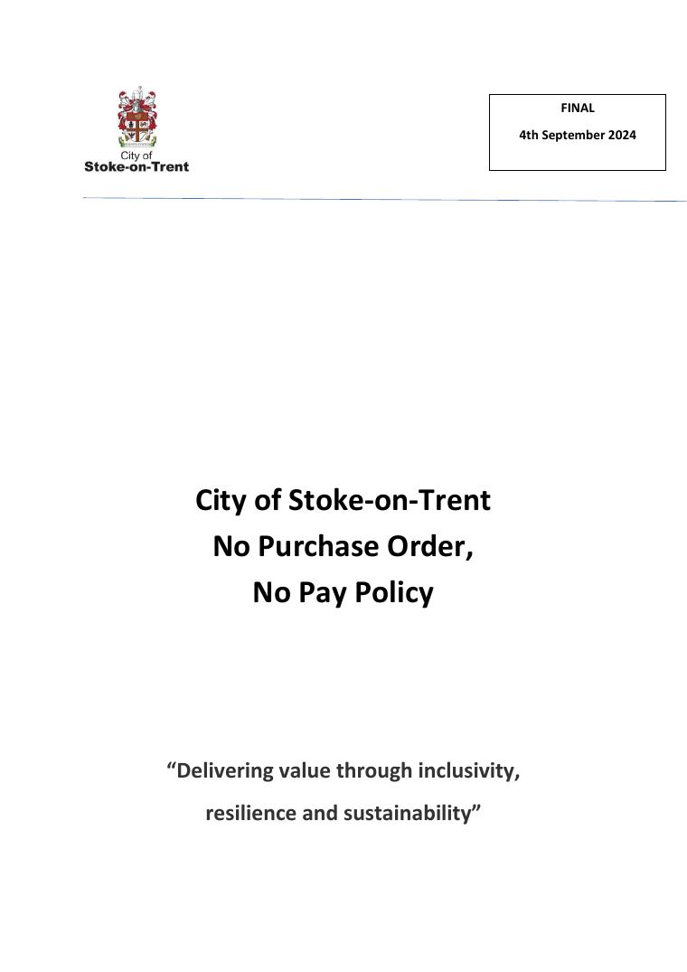 City of Stoke-on-Trent No Purchase Order No Pay Policy document preview