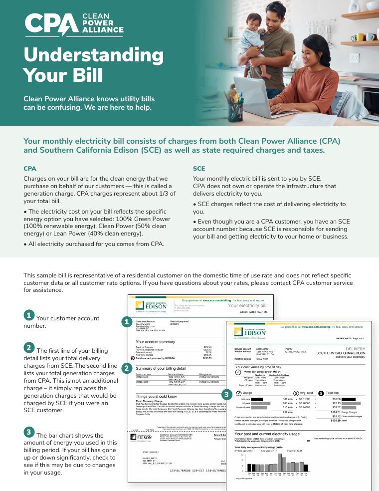 Clean Power Alliance Understanding Your Bill Sample Bill 2024 document preview