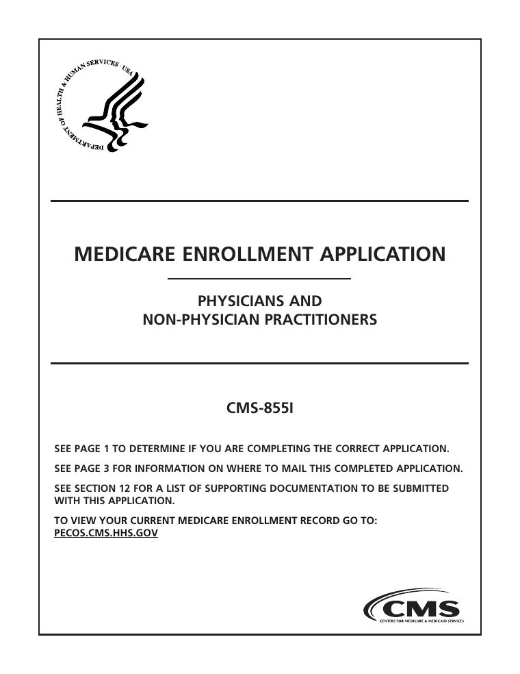 CMS-855I Medicare Enrollment Application document preview