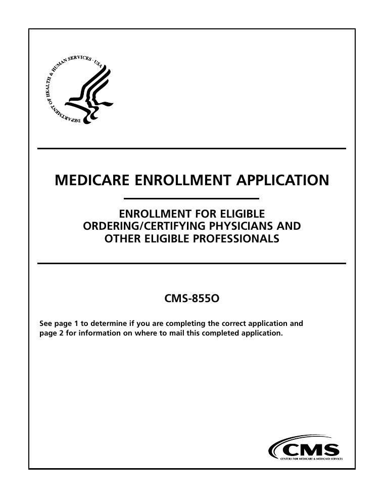 CMS-855O Medicare Enrollment Application document preview
