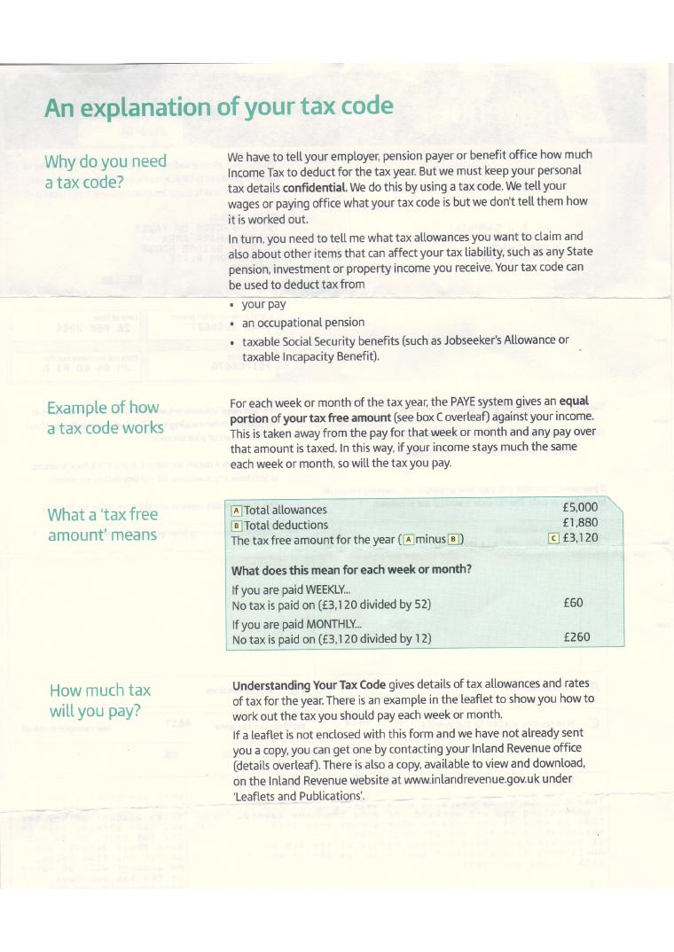 Coding Notice PAYE document preview