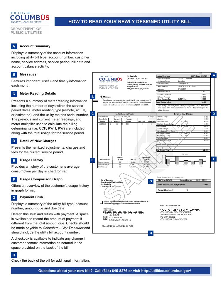 Columbus Newly Designed Utility Bill Guide document preview