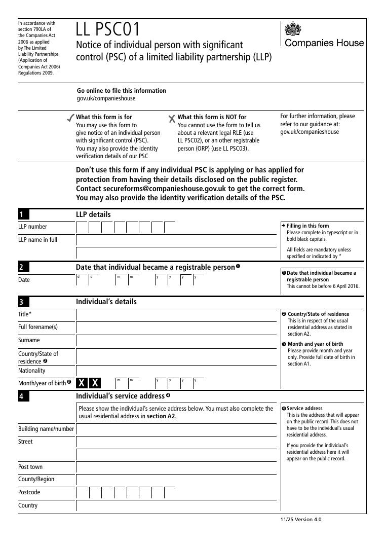 Companies House LL PSC01 Notice of Individual Person with Significant Control of an LLP document preview