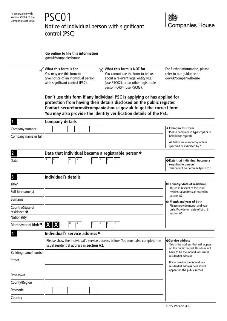 Companies House PSC01 Notice of Individual Person with Significant Control document preview