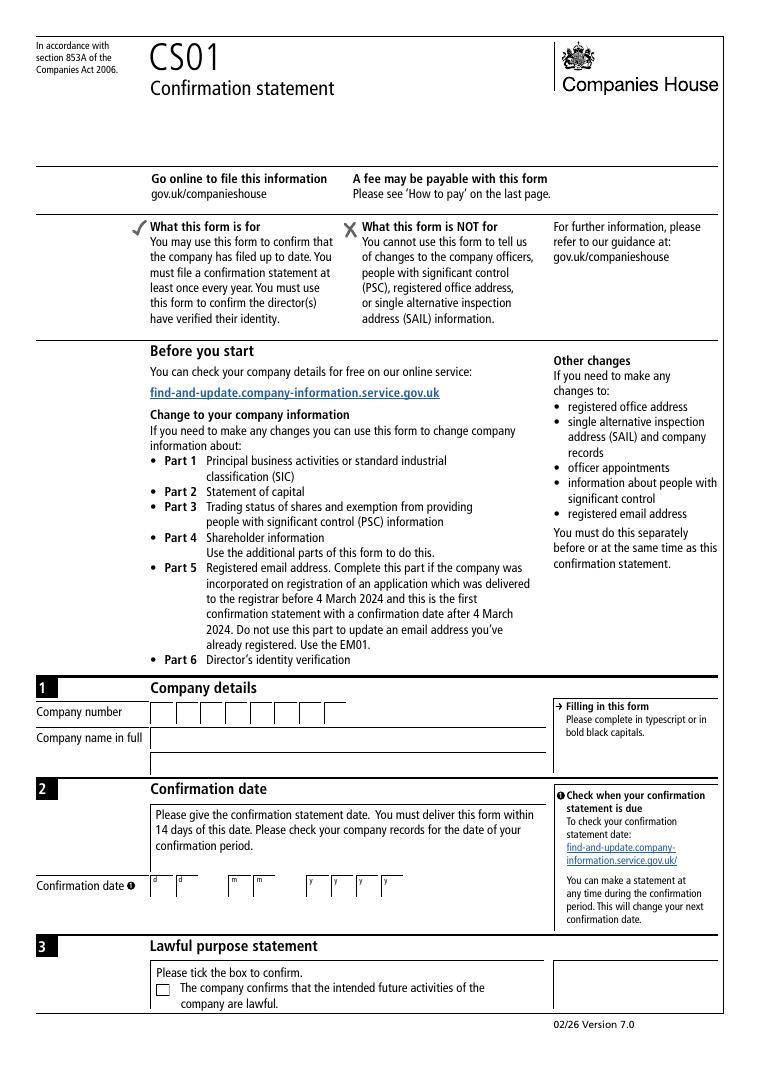 CS01 Confirmation Statement document preview