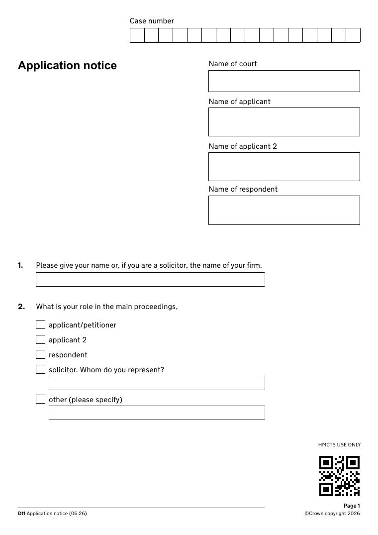 D11 Application Notice document preview