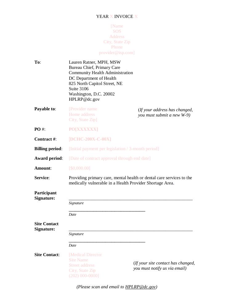 DC Health Sample Invoice Template document preview