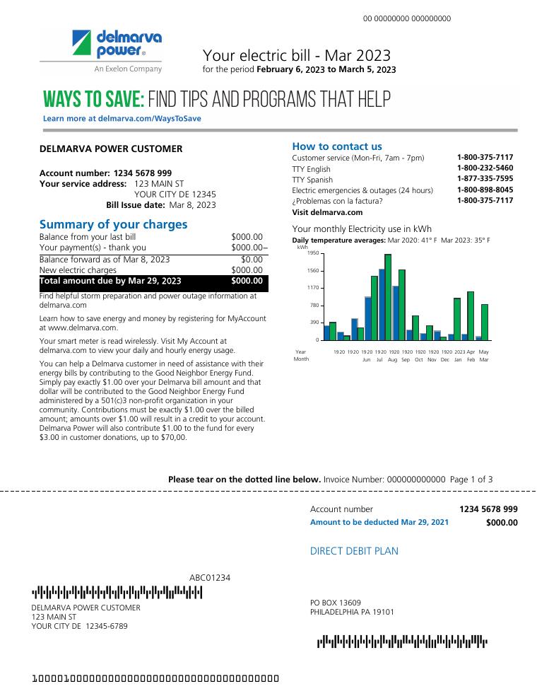 Delmarva Power Template 2023 USA Copy document preview