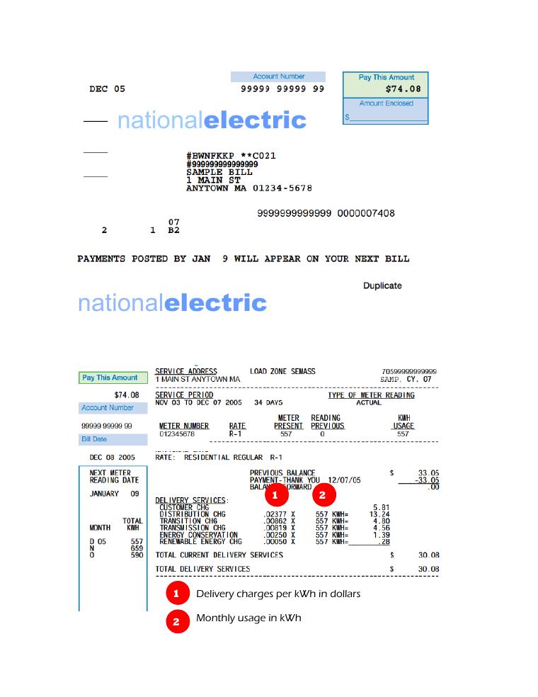 EPA Sample Electric Bill document preview