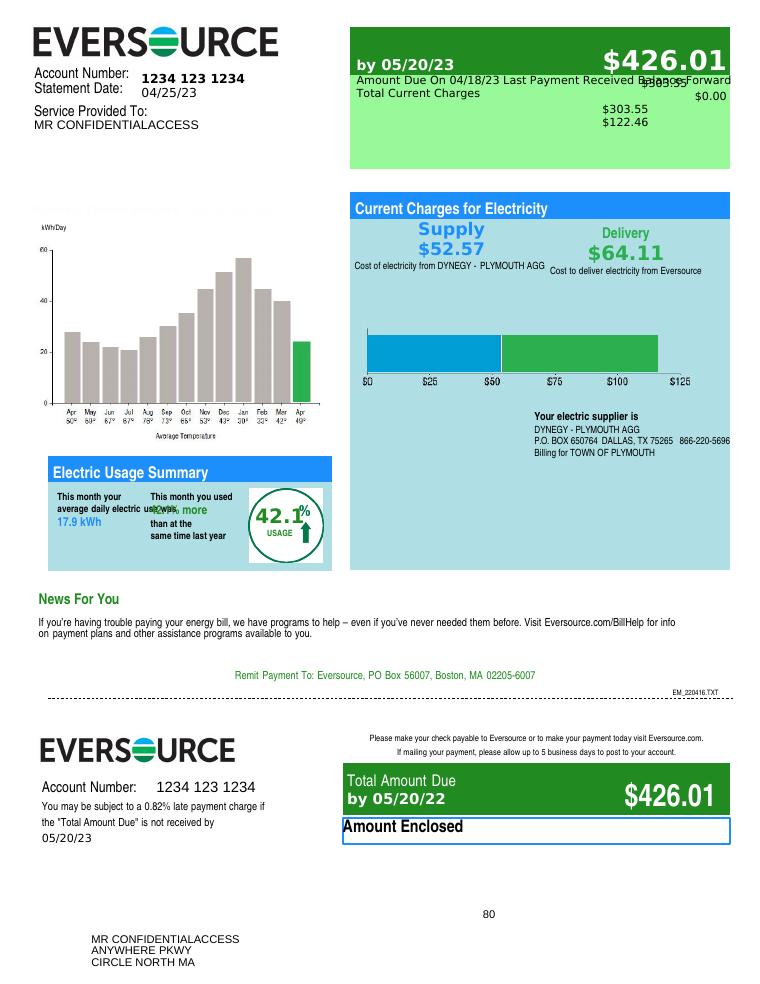 Eversource Boston Electricity Template document preview
