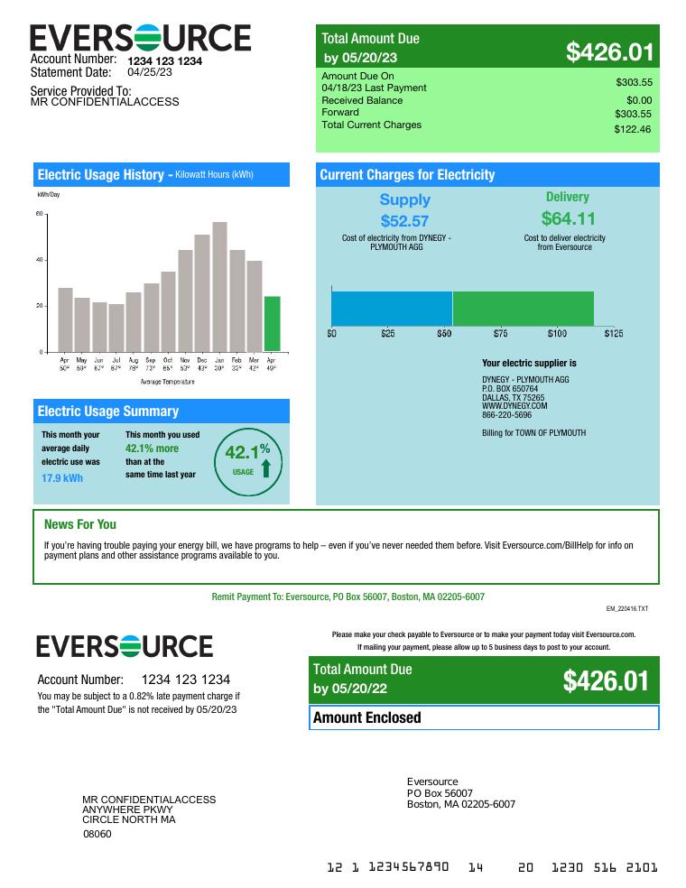 Eversource Boston Electricity Template document preview