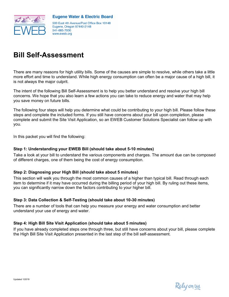 EWEB Bill Self Assessment Utility Bill Guide document preview