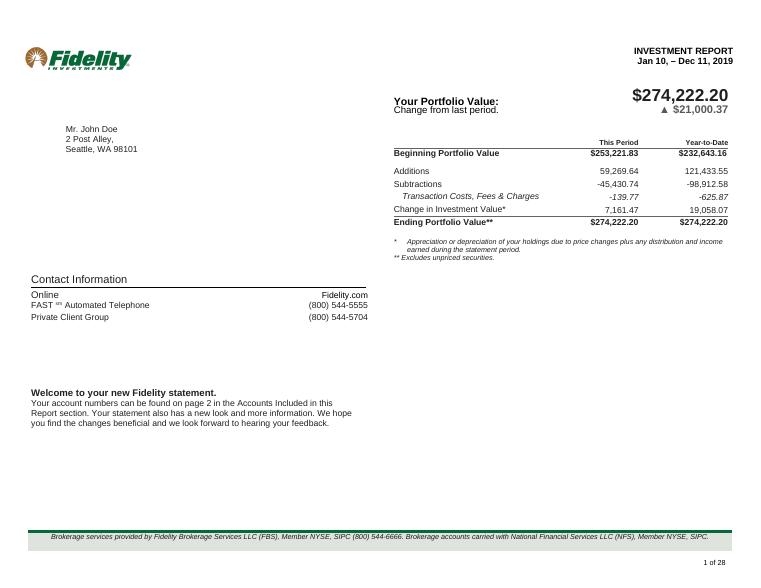 Fidelity Bank Statement document preview