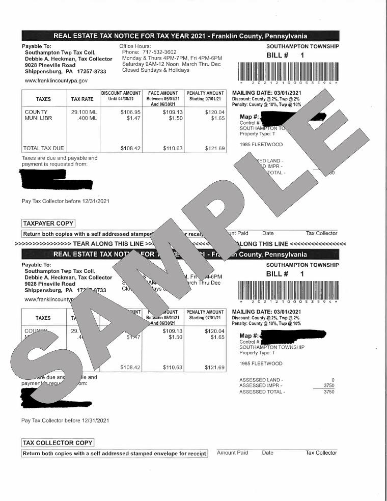 Franklin County Tax Invoice Sample document preview