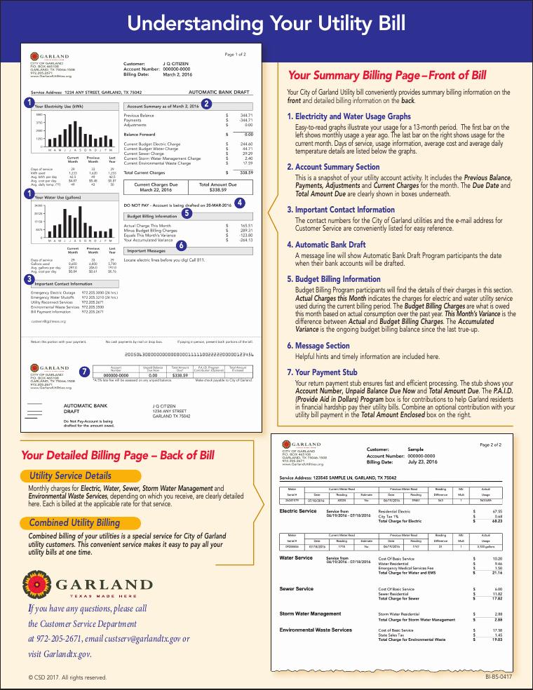Garland Understanding Your Utility Bill Guide document preview