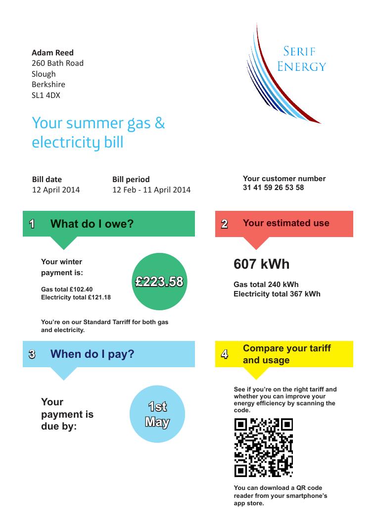 GOV.UK Sample Summer Gas and Electricity Bill document preview