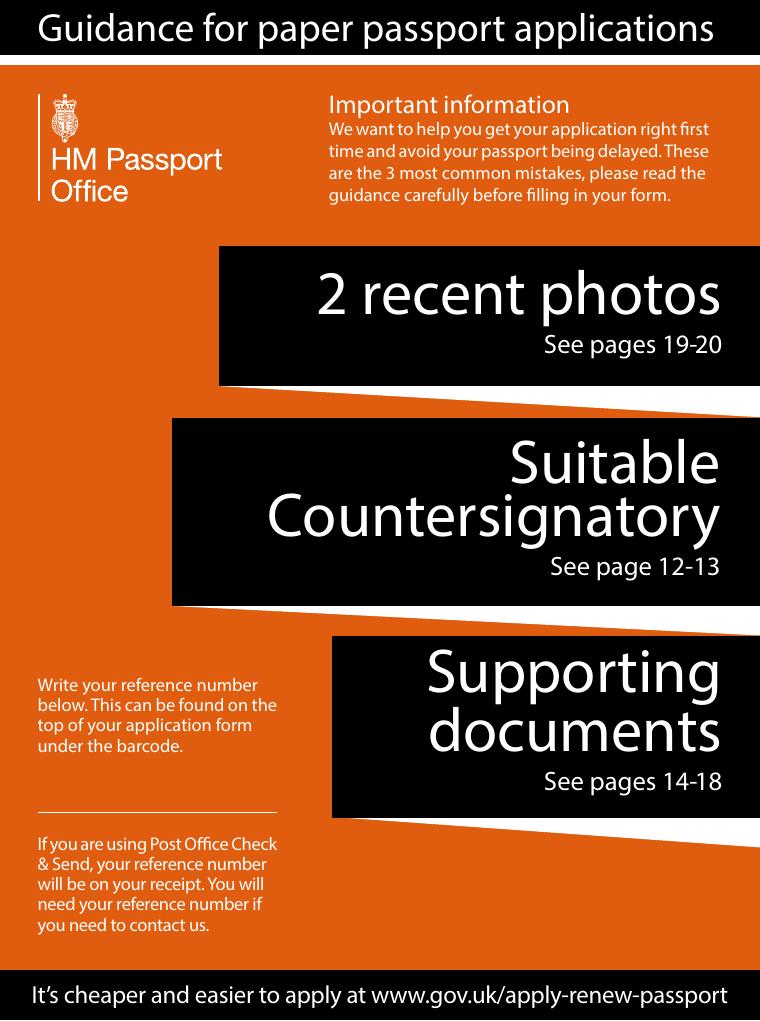 Guidance Booklet for Paper Passport Applications document preview
