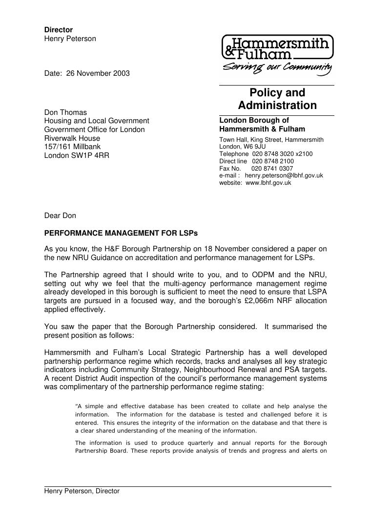 Hammersmith & Fulham New Performance Management document preview