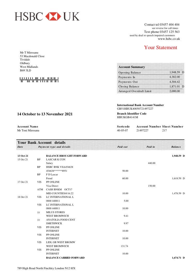 HSBC 2021 11 13 Statement document preview