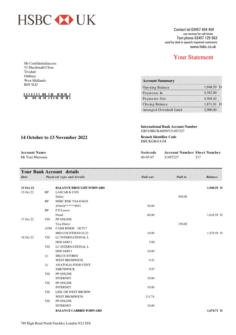 HSBC Statement 2023 document preview