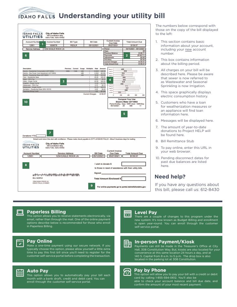 Idaho Falls How to Read Your Utility Bill document preview