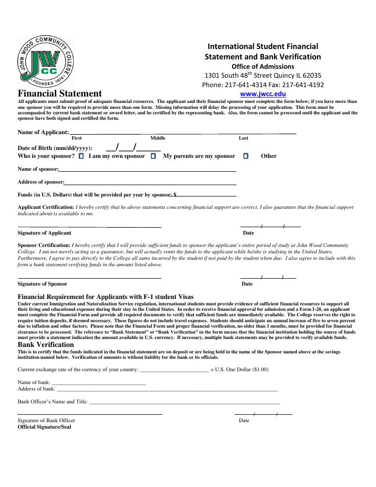JWCC International Affidavit of Support Form document preview