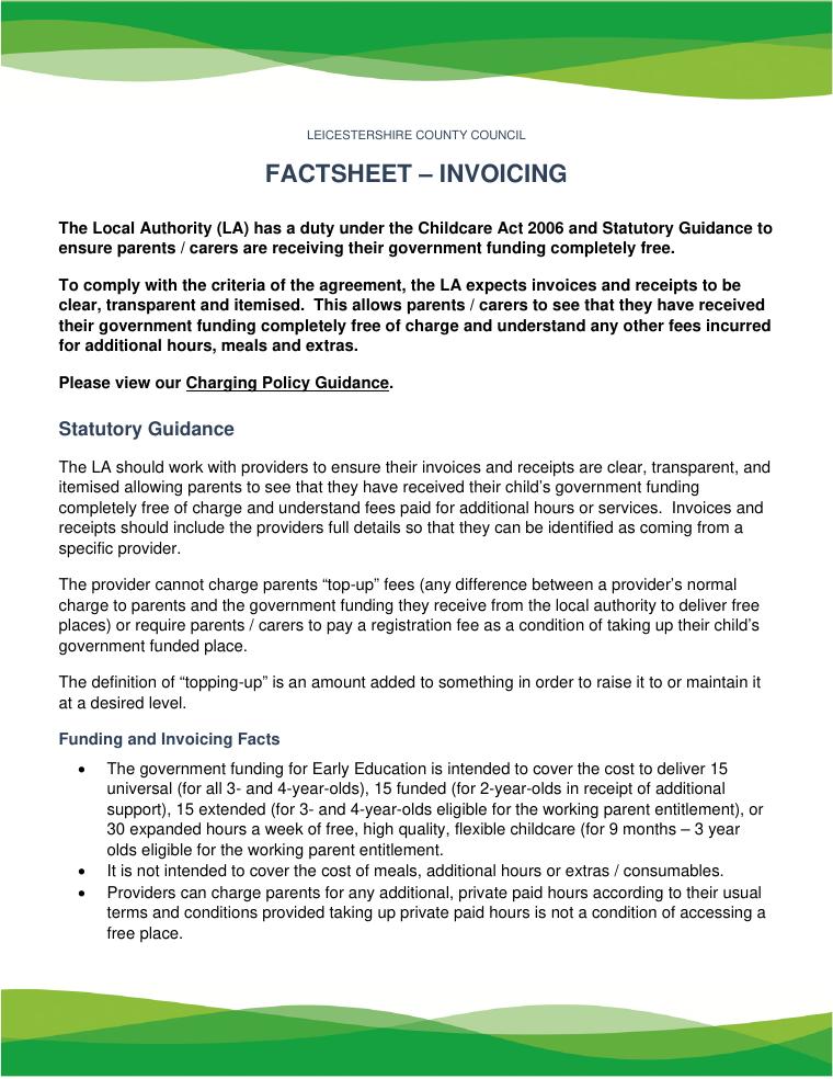 Leicestershire Invoicing Fact Sheet document preview