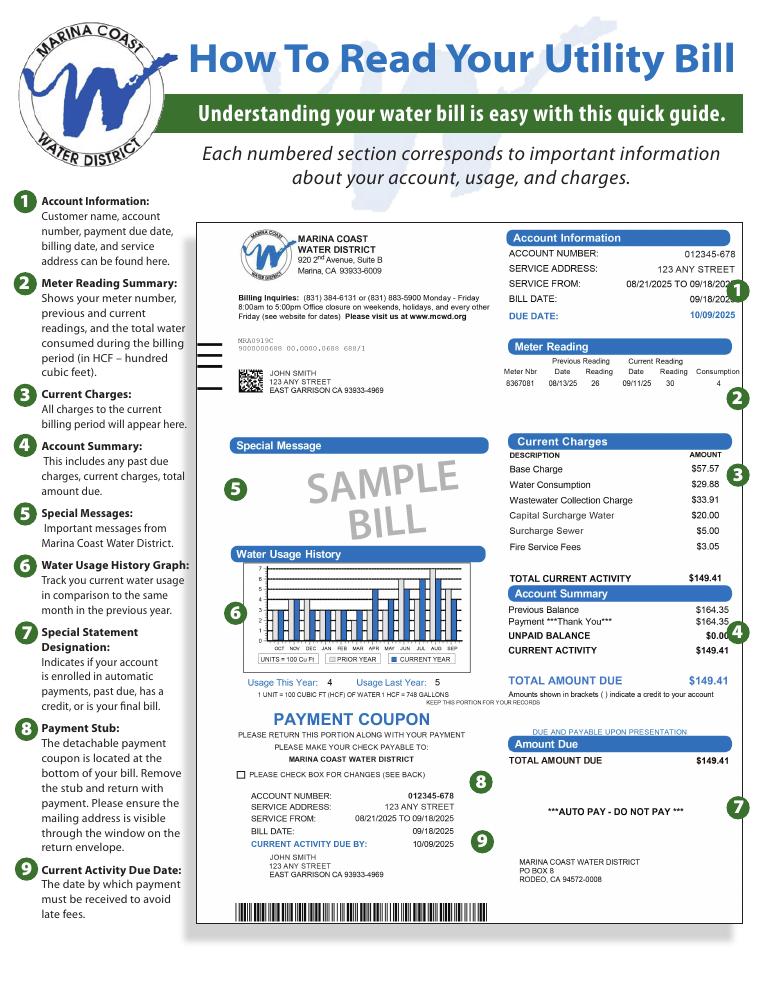 Marina Coast Water District How To Read Your Utility Bill document preview