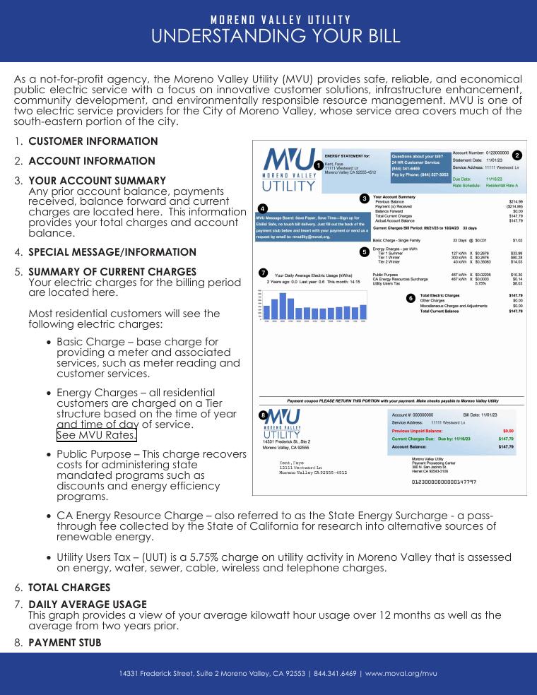 Moreno Valley Utility Understanding Your Bill Guide document preview