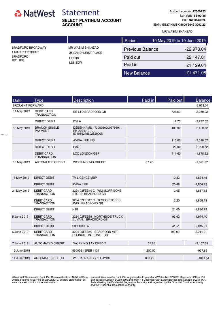 Natwest Bank 2019 document preview