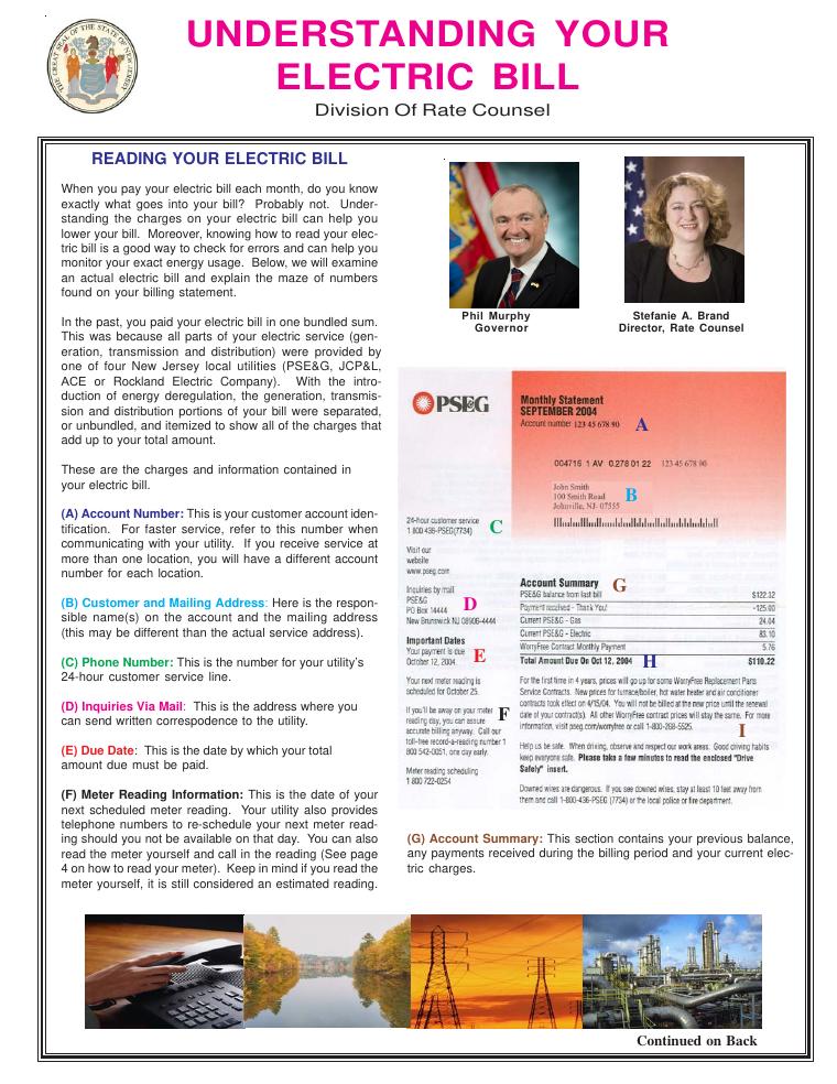 New Jersey Understanding Your Electric Bill Guide document preview